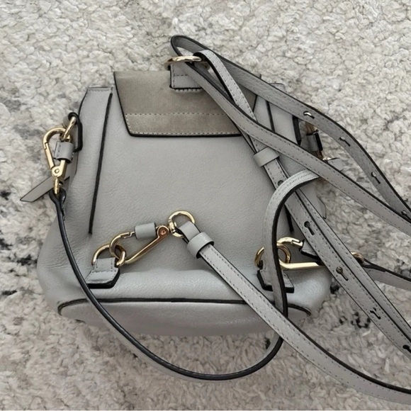Chloe Faye Mini Suede Leather 2-Way Shoulder Backpack Grey - Picture 2 of 8